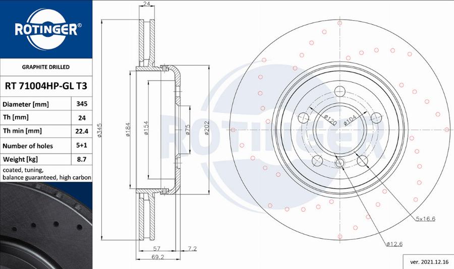 Rotinger RT 71004HP-GL T3 - Əyləc Diski furqanavto.az