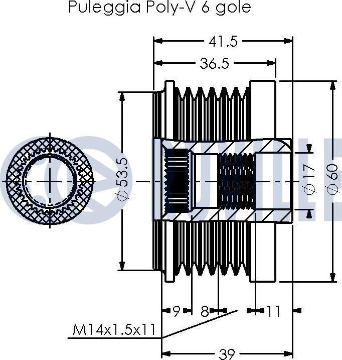 Ruville 541042 - Kasnak, alternator, sərbəst dönərli mufta furqanavto.az