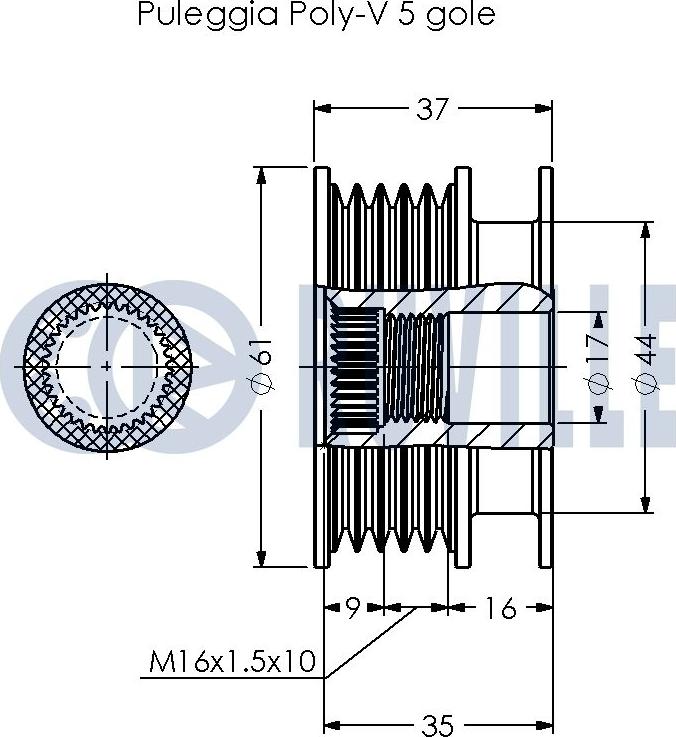 Ruville 541031 - Kasnak, alternator, sərbəst dönərli mufta furqanavto.az