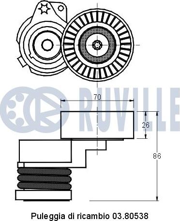 Ruville 541225 - Kəmər Dartıcı, v-yivli kəmər furqanavto.az