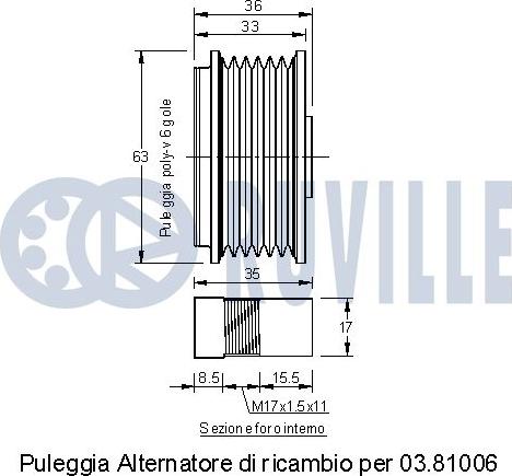 Ruville 541704 - Kasnak, alternator, sərbəst dönərli mufta furqanavto.az