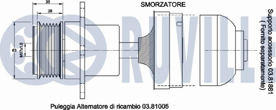 Ruville 541705 - Kasnak, alternator, sərbəst dönərli mufta furqanavto.az