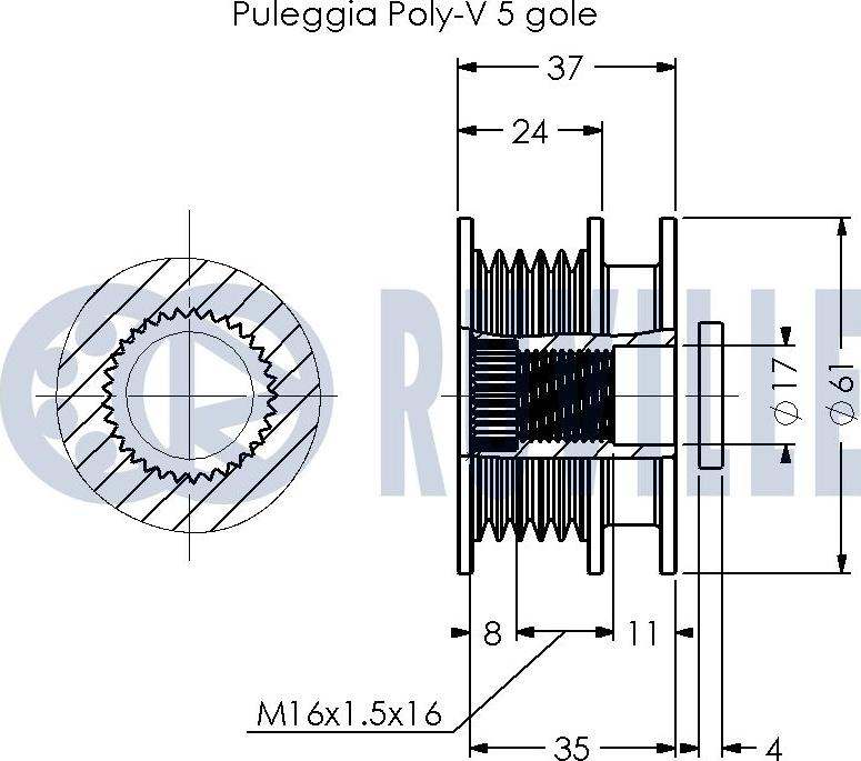 Ruville 541702 - Kasnak, alternator, sərbəst dönərli mufta furqanavto.az