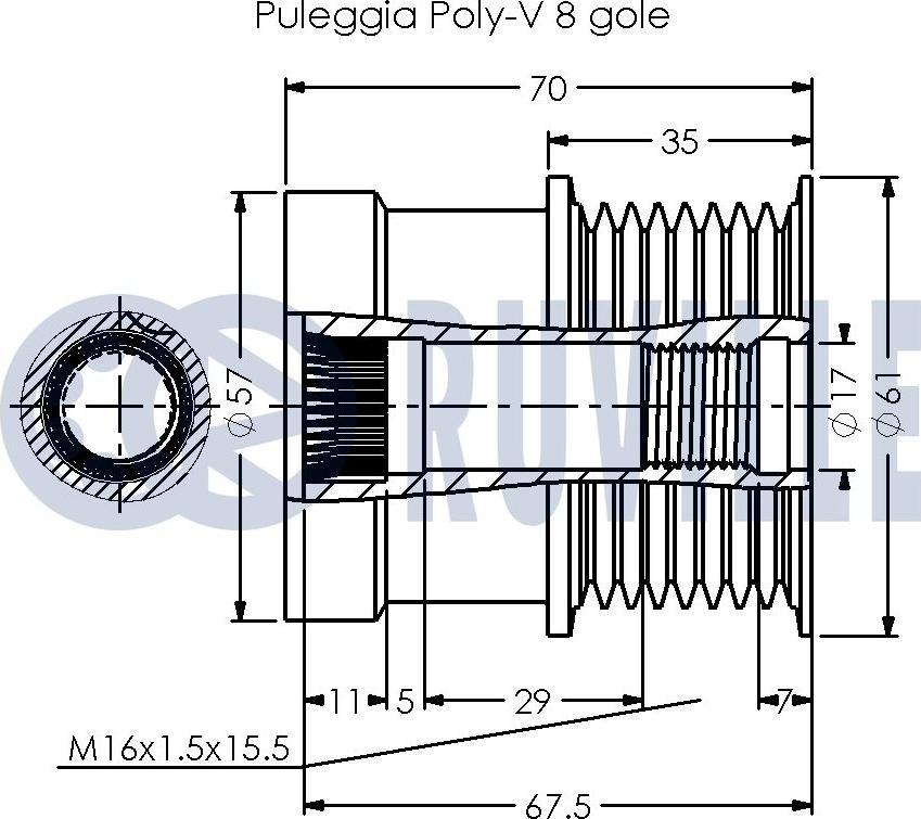 Ruville 542587 - Kasnak, alternator, sərbəst dönərli mufta furqanavto.az