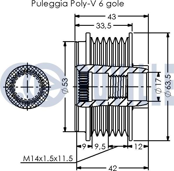 Ruville 542634 - Kasnak, alternator, sərbəst dönərli mufta furqanavto.az