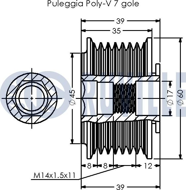 Ruville 542625 - Kasnak, alternator, sərbəst dönərli mufta furqanavto.az