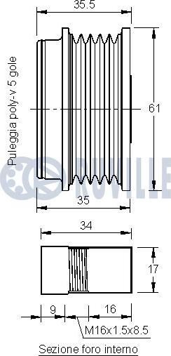 Ruville 542196 - Kasnak, alternator, sərbəst dönərli mufta furqanavto.az