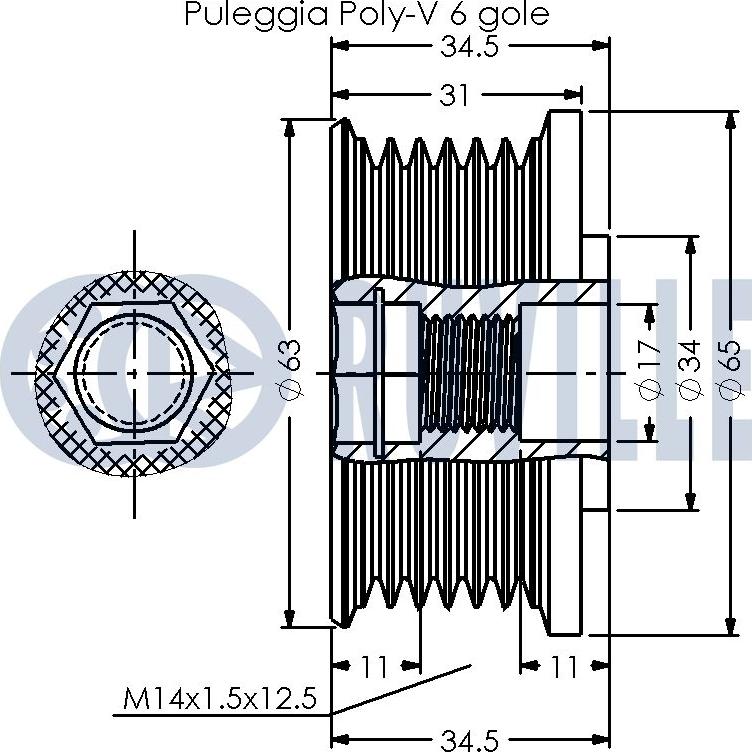 Ruville 542399 - Kasnak, alternator, sərbəst dönərli mufta furqanavto.az