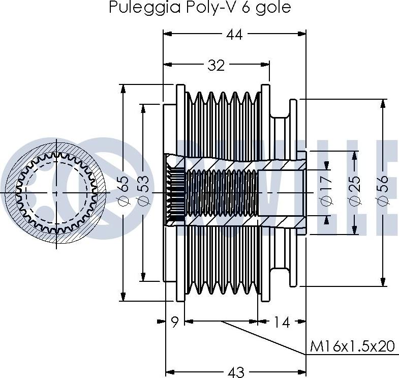 Ruville 542350 - Kasnak, alternator, sərbəst dönərli mufta furqanavto.az