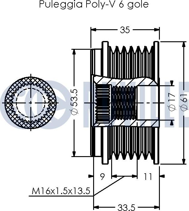 Ruville 542387 - Kasnak, alternator, sərbəst dönərli mufta furqanavto.az