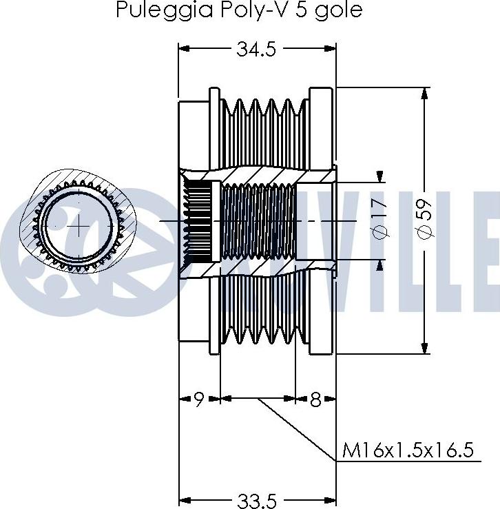 Ruville 542339 - Kasnak, alternator, sərbəst dönərli mufta furqanavto.az