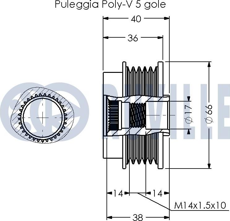 Ruville 542321 - Kasnak, alternator, sərbəst dönərli mufta furqanavto.az