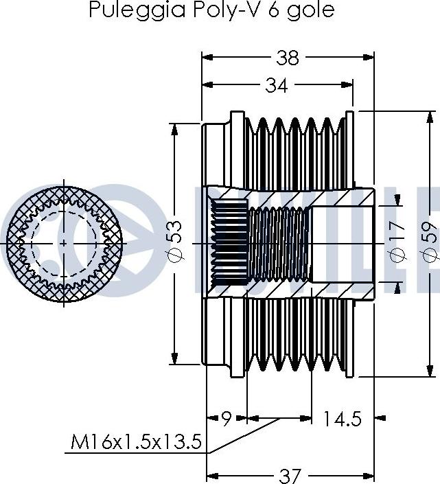 Ruville 542373 - Kasnak, alternator, sərbəst dönərli mufta www.furqanavto.az