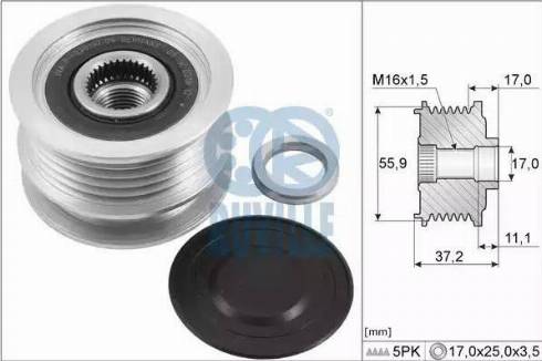 Ruville 56334 - Kasnak, alternator, sərbəst dönərli mufta furqanavto.az