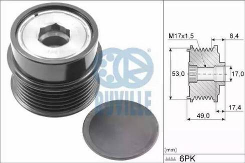 Ruville 58629 - Kasnak, alternator, sərbəst dönərli mufta furqanavto.az