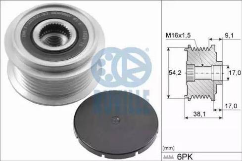 Ruville 57103 - Kasnak, alternator, sərbəst dönərli mufta furqanavto.az