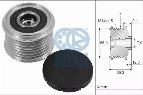 Ruville 57716 - Kasnak, alternator, sərbəst dönərli mufta furqanavto.az