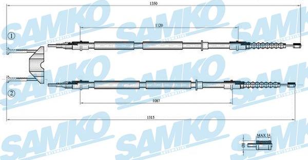 Samko C0537B - Kabel, dayanacaq əyləci furqanavto.az