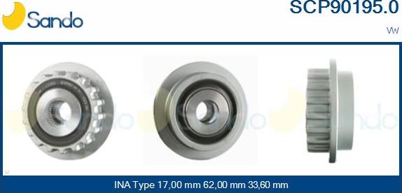 Sando SCP90195.0 - Kasnak, alternator, sərbəst dönərli mufta furqanavto.az