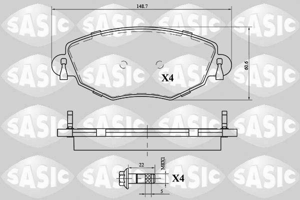 Sasic 6216059 - Əyləc altlığı dəsti, əyləc diski furqanavto.az