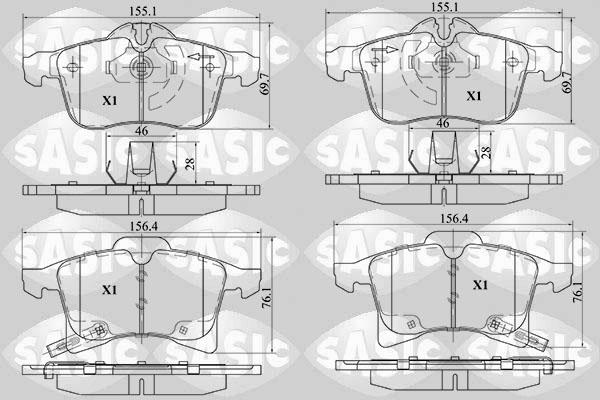 Sasic 6216014 - Əyləc altlığı dəsti, əyləc diski furqanavto.az