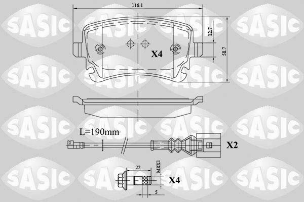 Sasic 6216088 - Əyləc altlığı dəsti, əyləc diski furqanavto.az