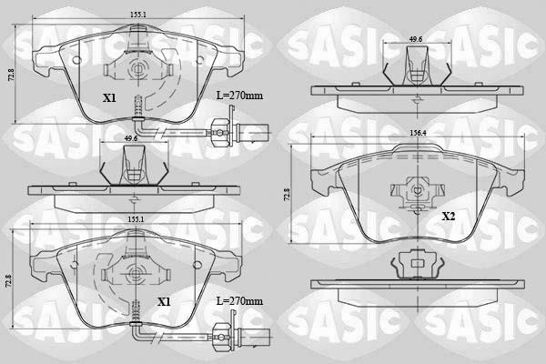 Sasic 6216074 - Əyləc altlığı dəsti, əyləc diski furqanavto.az