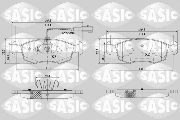 Sasic 6216171 - Əyləc altlığı dəsti, əyləc diski furqanavto.az