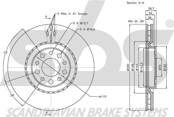 SBS 1815201023 - Əyləc Diski furqanavto.az