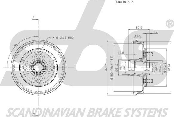 SBS 1825.254514 - Əyləc barabanı furqanavto.az