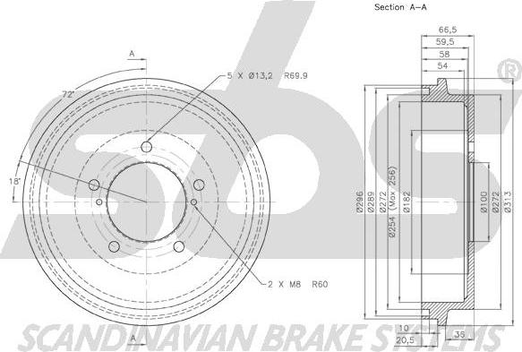 SBS 1825.255206 - Əyləc barabanı furqanavto.az