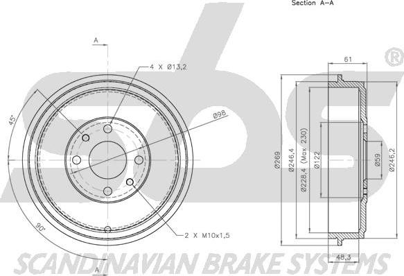 SBS 1825.251913 - Əyləc barabanı furqanavto.az