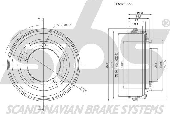 SBS 1825.262510 - Əyləc barabanı furqanavto.az