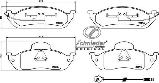 SCHNIEDER AUTOTECH SBP008-661 - Əyləc altlığı dəsti, əyləc diski furqanavto.az