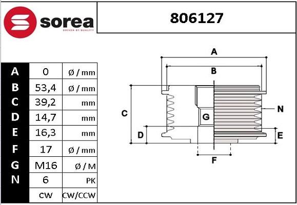 Sera 806127 - Kasnak, alternator, sərbəst dönərli mufta furqanavto.az