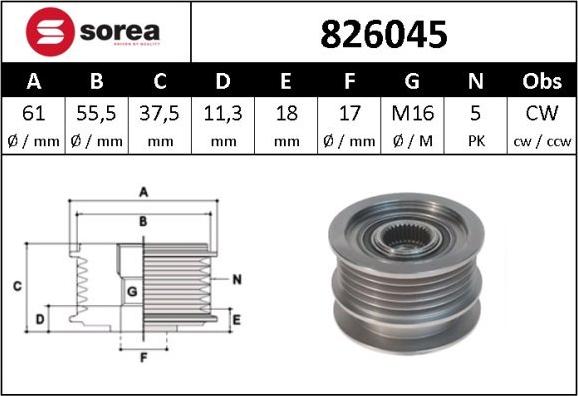 Sera 826045 - Kasnak, alternator, sərbəst dönərli mufta furqanavto.az