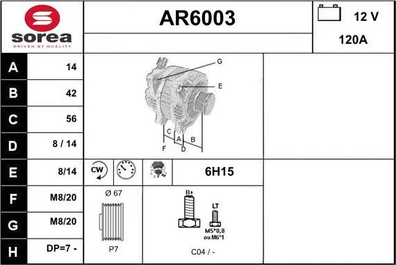 Sera AR6003 - Alternator furqanavto.az