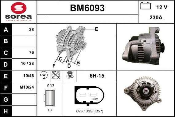 Sera BM6093 - Alternator furqanavto.az