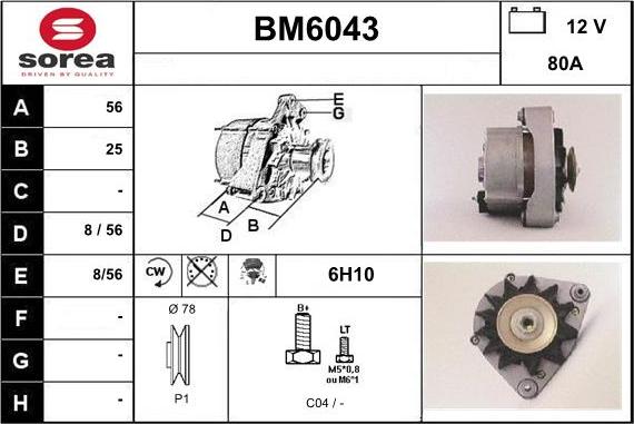 Sera BM6043 - Alternator furqanavto.az