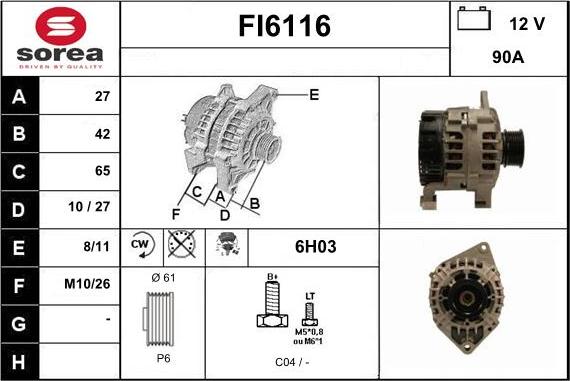 Sera FI6116 - Alternator furqanavto.az