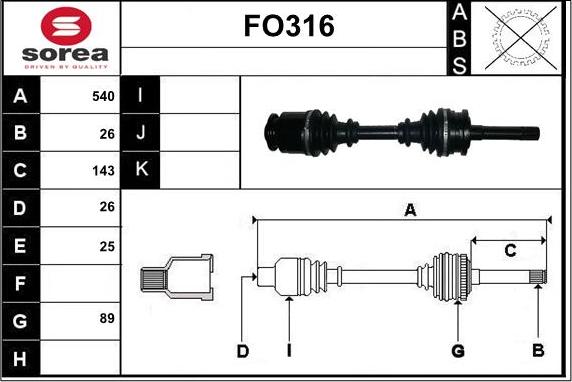 Sera FO316 - Sürücü mili furqanavto.az