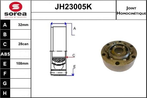 Sera JH23005K - Birləşmə dəsti, ötürücü val furqanavto.az