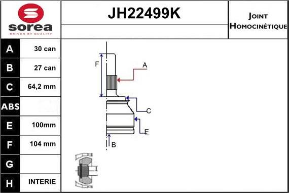 Sera JH22499K - Birləşmə dəsti, ötürücü val furqanavto.az