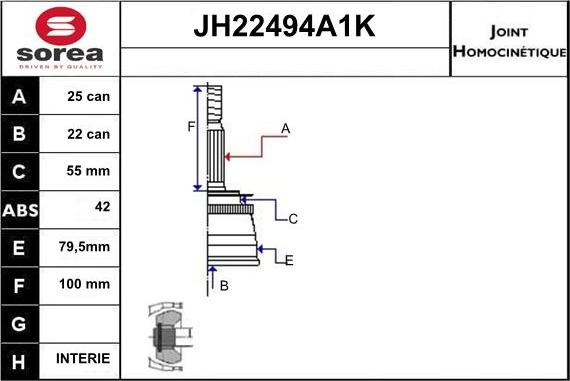 Sera JH22494A1K - Birləşmə dəsti, ötürücü val furqanavto.az