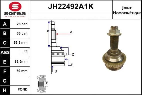 Sera JH22492A1K - Birləşmə dəsti, ötürücü val furqanavto.az