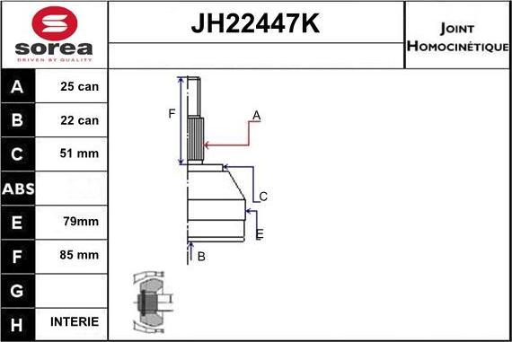 Sera JH22447K - Birləşmə dəsti, ötürücü val furqanavto.az