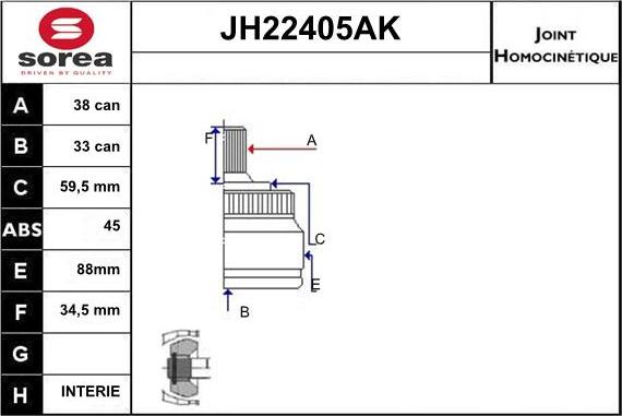 Sera JH22405AK - Birləşmə dəsti, ötürücü val furqanavto.az