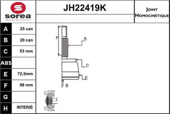 Sera JH22419K - Birləşmə dəsti, ötürücü val furqanavto.az