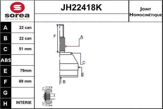 Sera JH22418K - Birləşmə dəsti, ötürücü val furqanavto.az