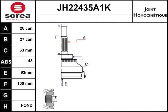 Sera JH22435A1K - Birləşmə dəsti, ötürücü val furqanavto.az